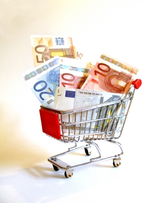 einkaufswagen mit Geld